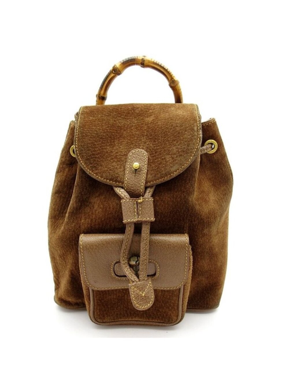 Gucci Bamboo Backpack Mini Suede Leather Brown